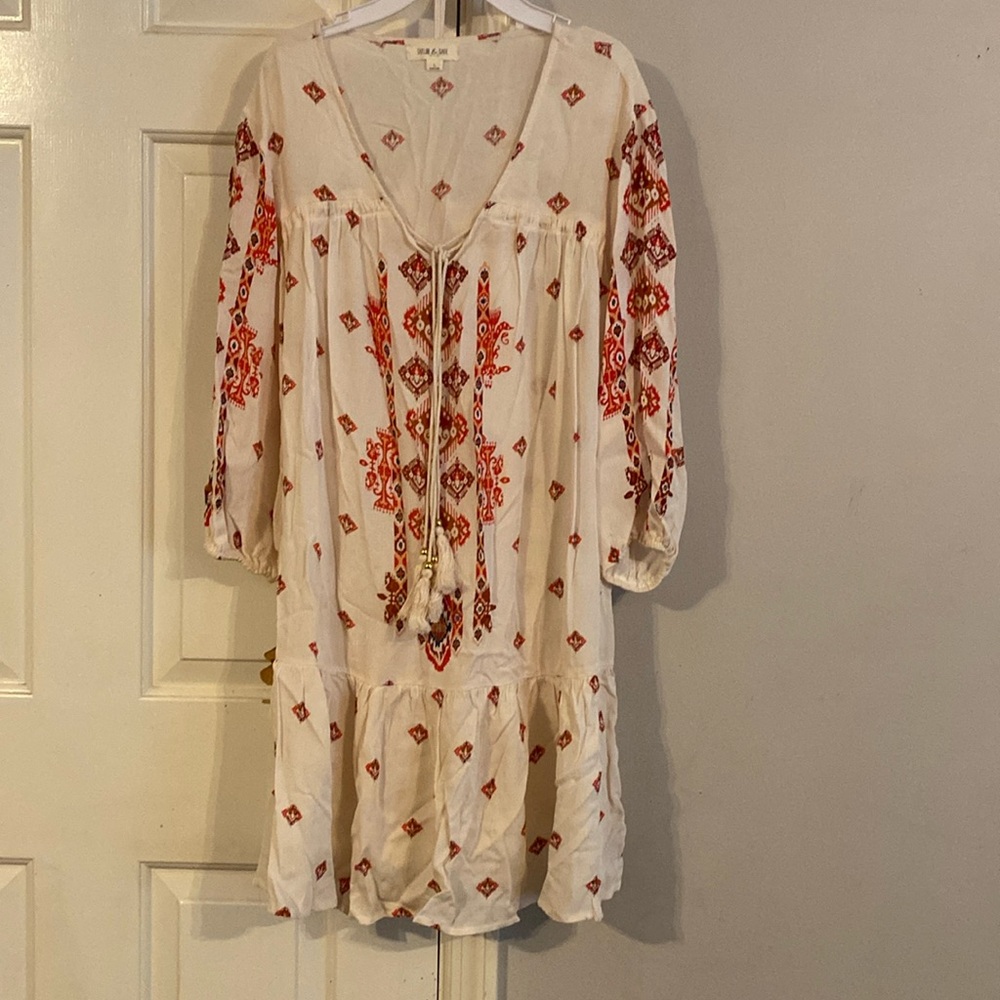 Taylor & Sage cream ruffle bottom dress